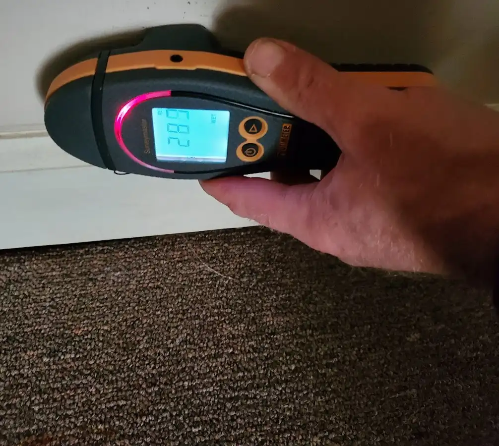 Moisture detection at baseboard during Sewage Cleanup & Sanitation in Hewitt